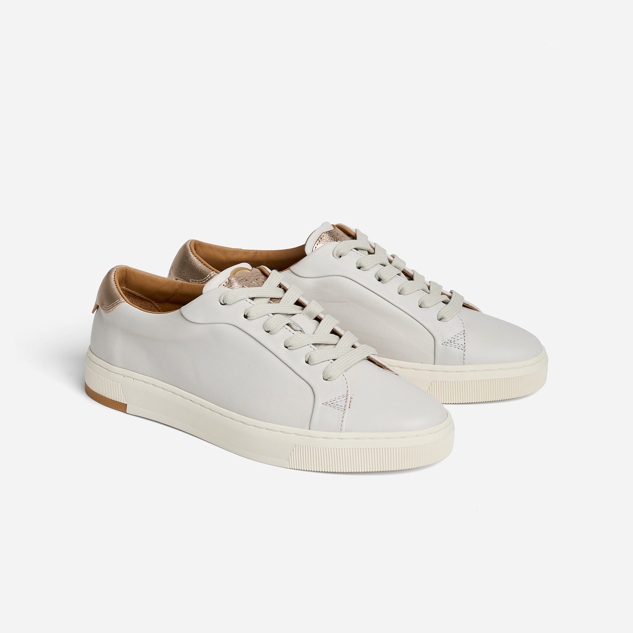Women's Long-Luxe Off-White and Champagne Metallic Sneaker