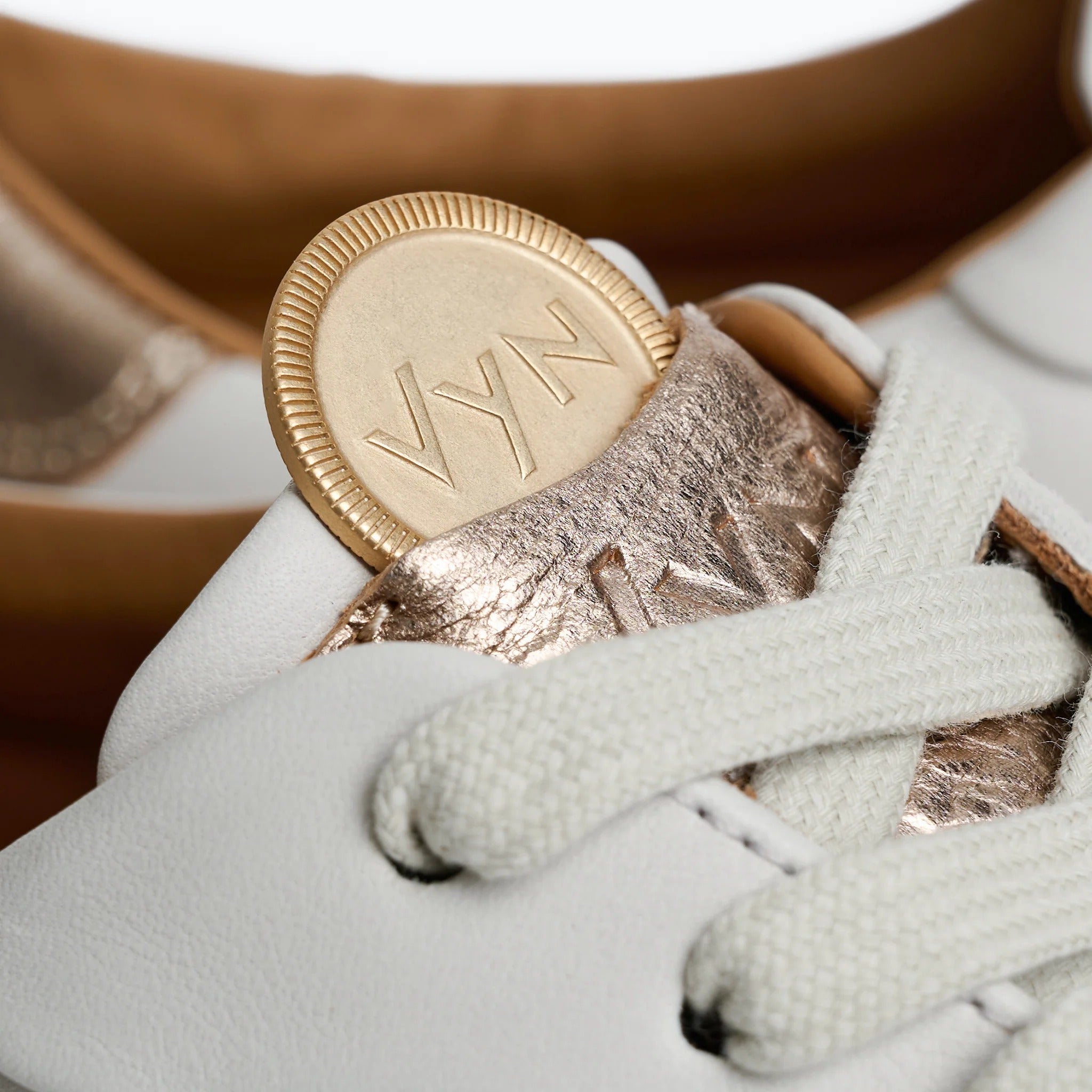 Women's AVA Off-White and Champagne Metallic Sneaker