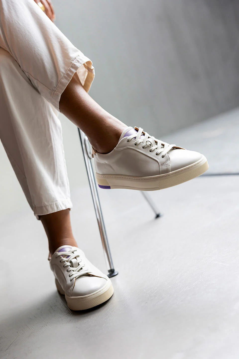 Women's AVA Off-White and Champagne Metallic Sneaker