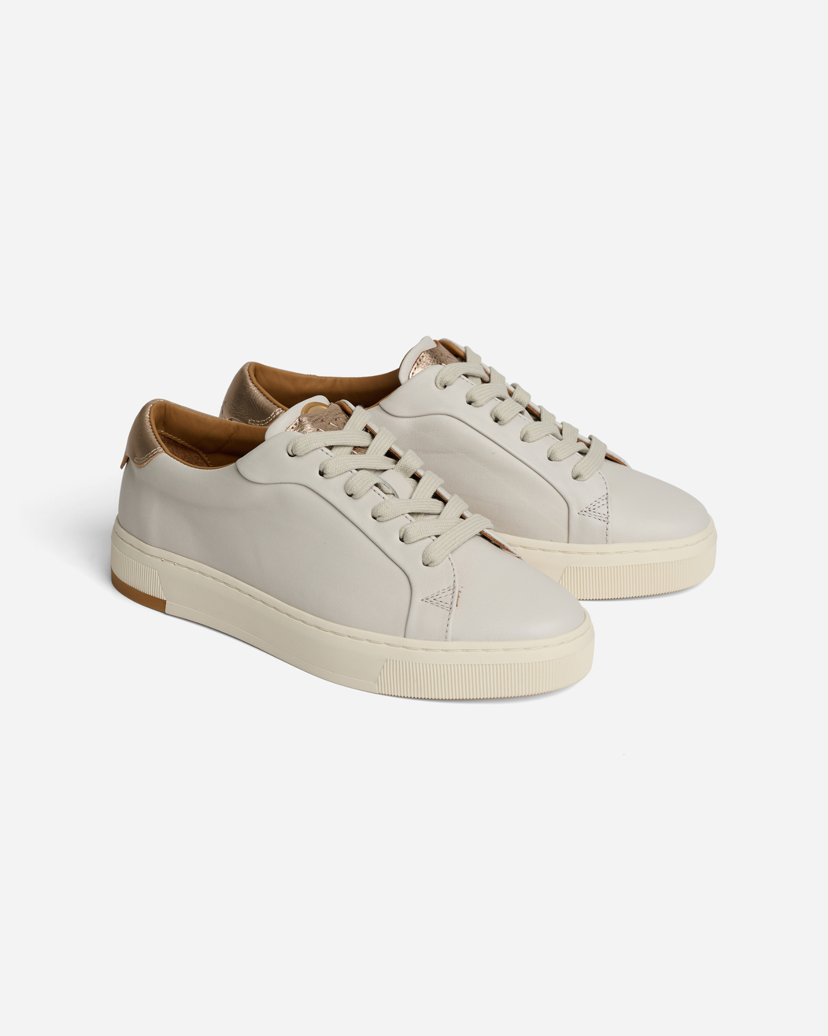 Women's Long-Luxe Off-White and Champagne Metallic Sneaker