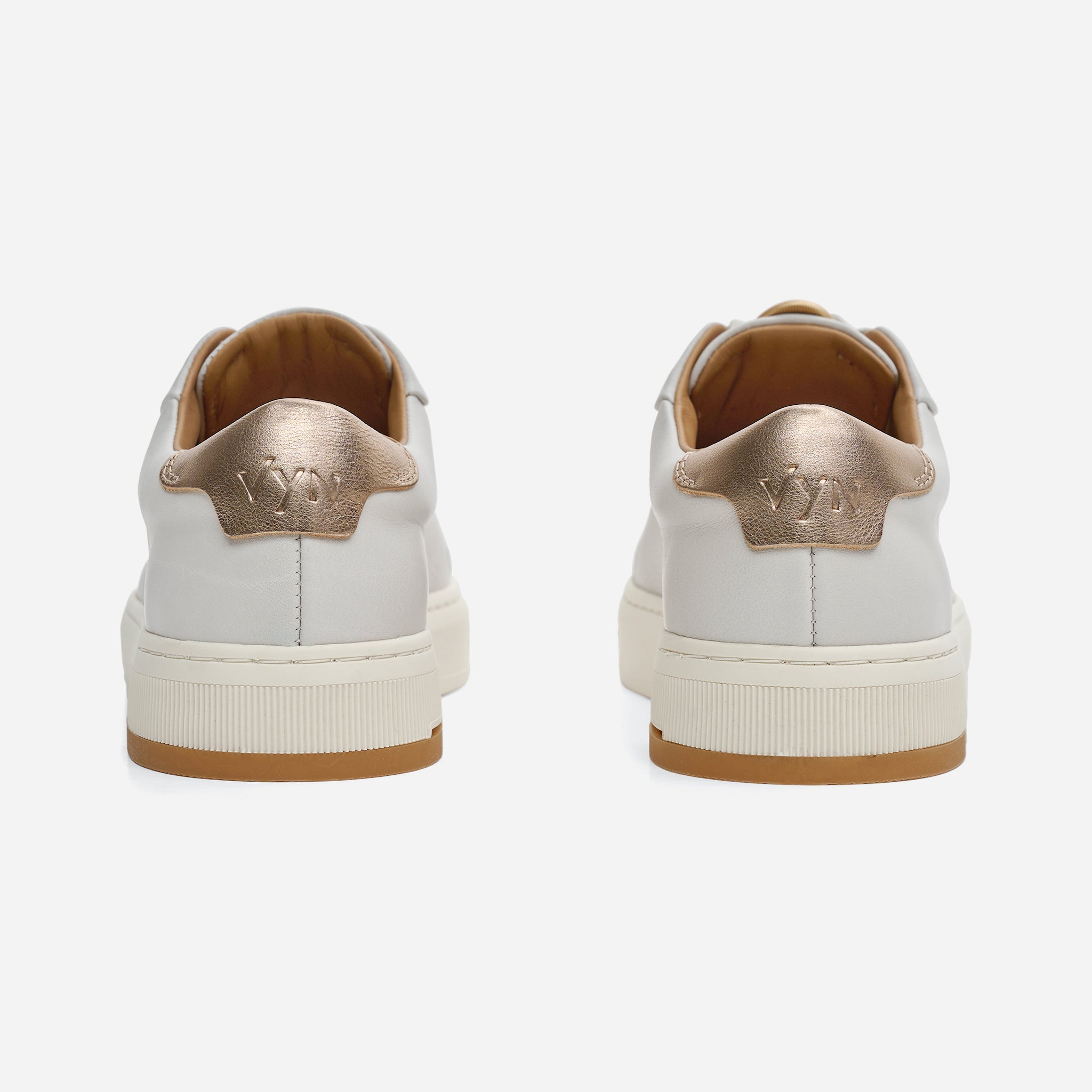 Women's Long-Luxe Off-White and Champagne Metallic Sneaker