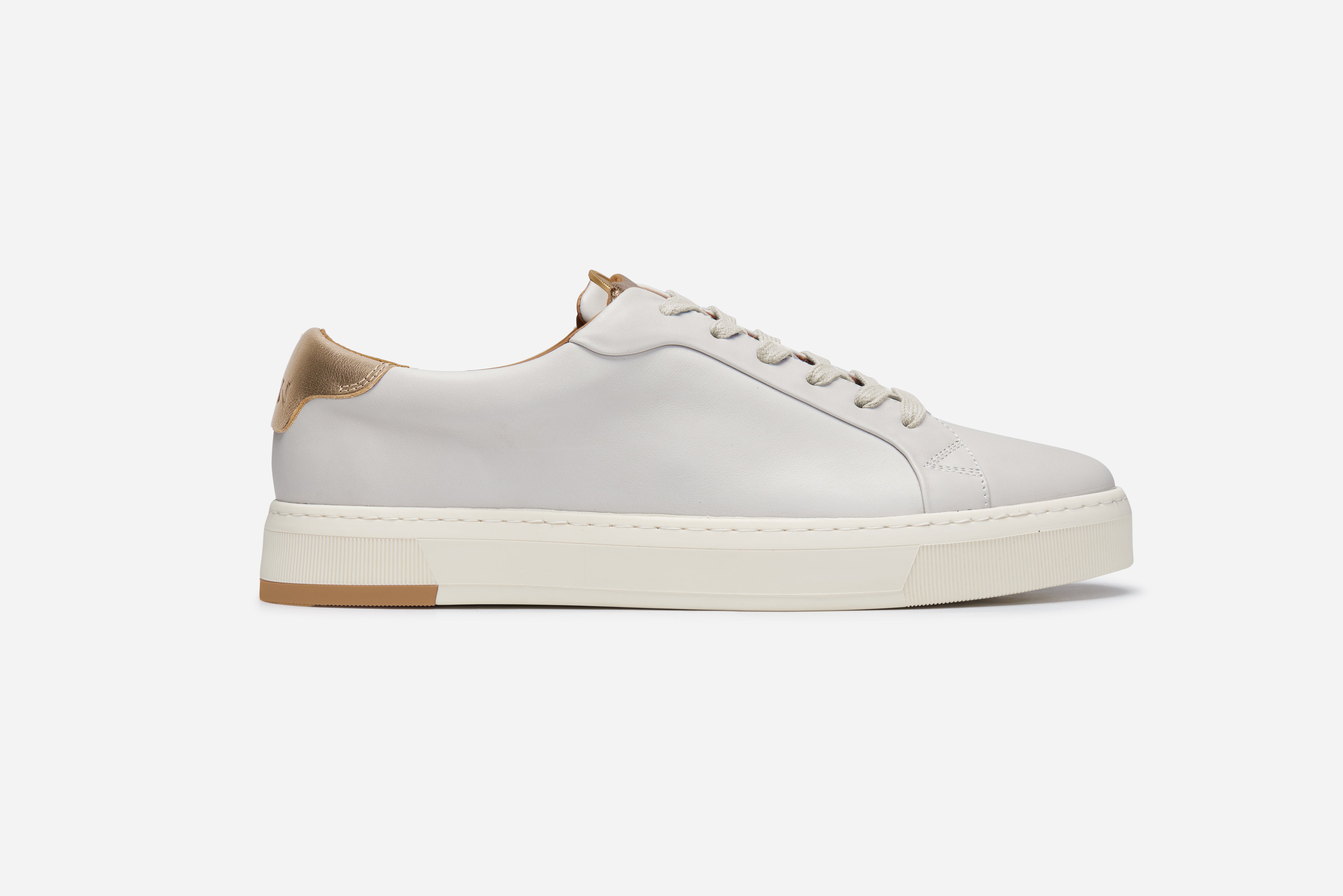 Women's Long-Luxe Off-White and Champagne Metallic Sneaker