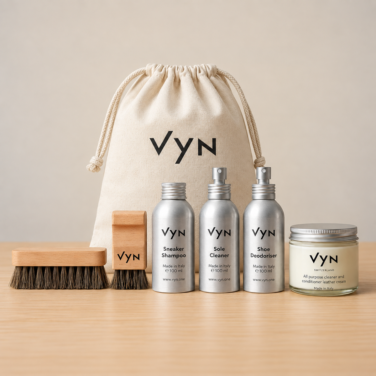 VYN Long Luxe Maxi Care Set included with the sneaker