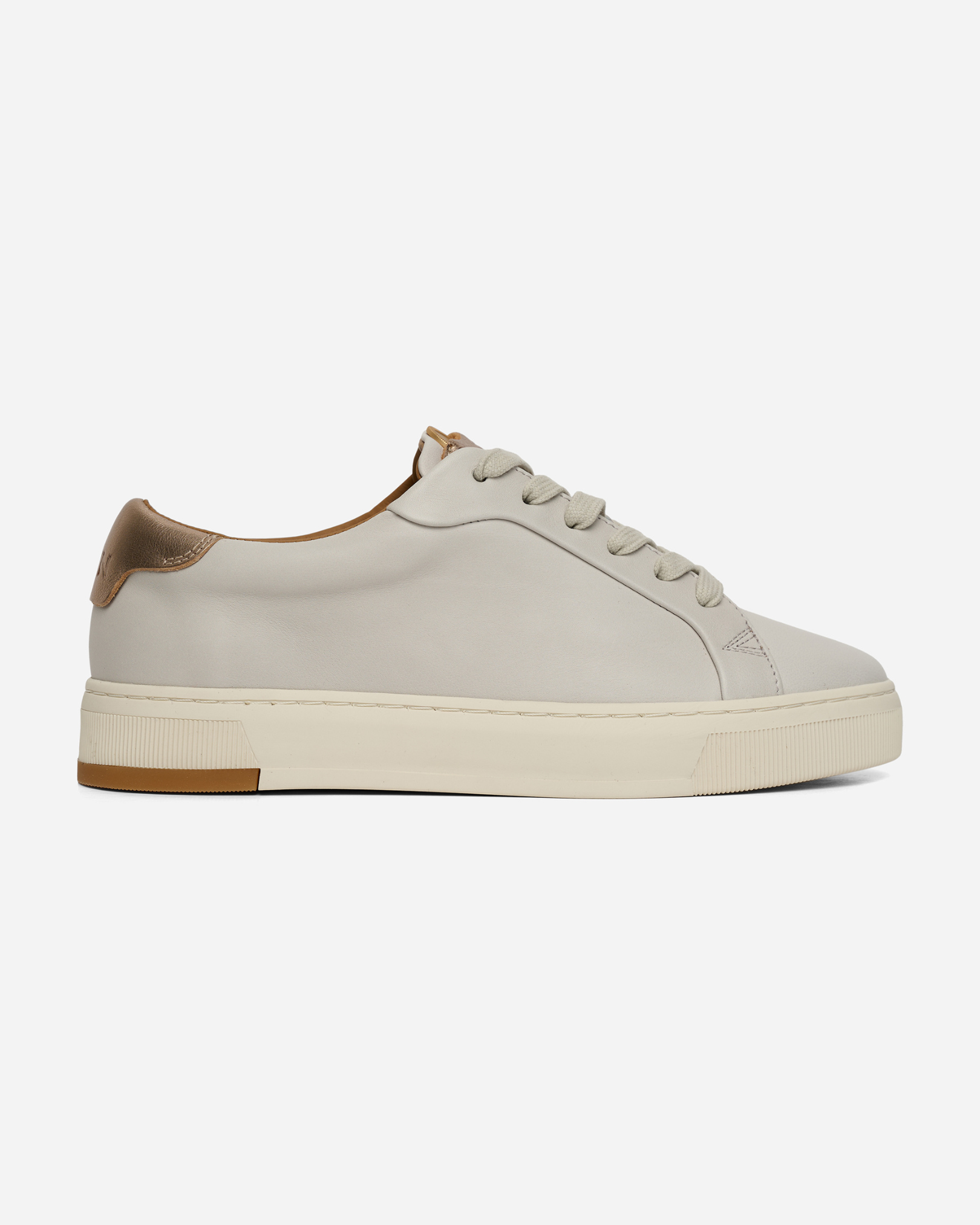 Women's Long-Luxe Off-White and Champagne Metallic Sneaker